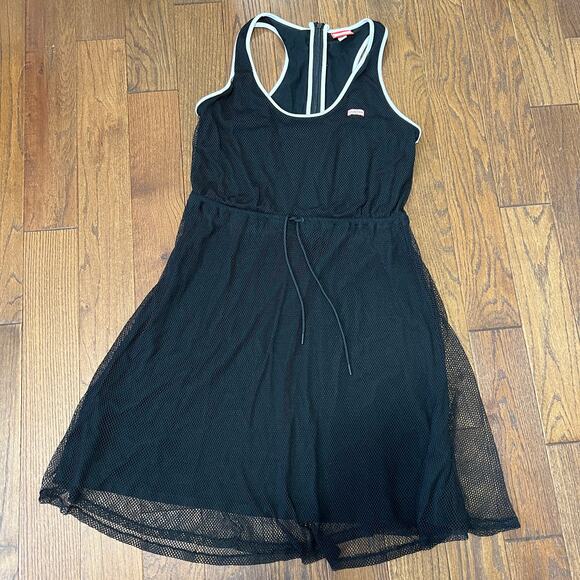 Hunter x Target Swim Coverup Dress Black Mesh A-Line Drawstring Racerback Large - Picture 2 of 8